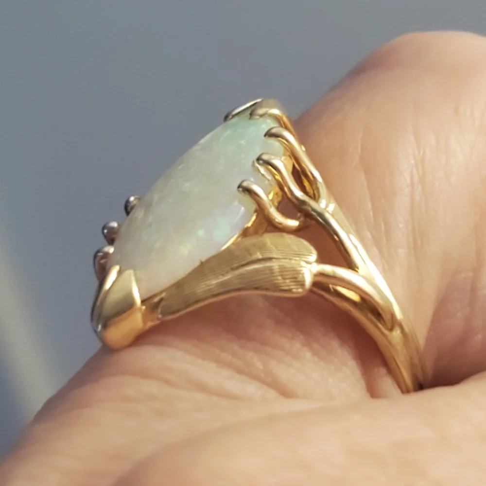 Stunning vintage large genuine opal ring - Picture 4 of 13